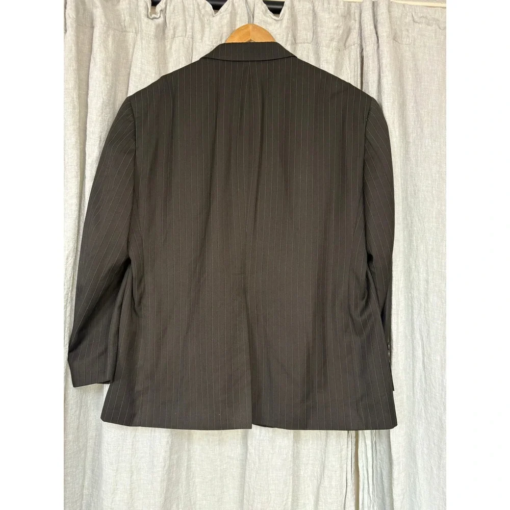 Mens 46S Brown Pinstripe 2 Piece Suit Two Button Blazer Trousers 46 Short 36x29
